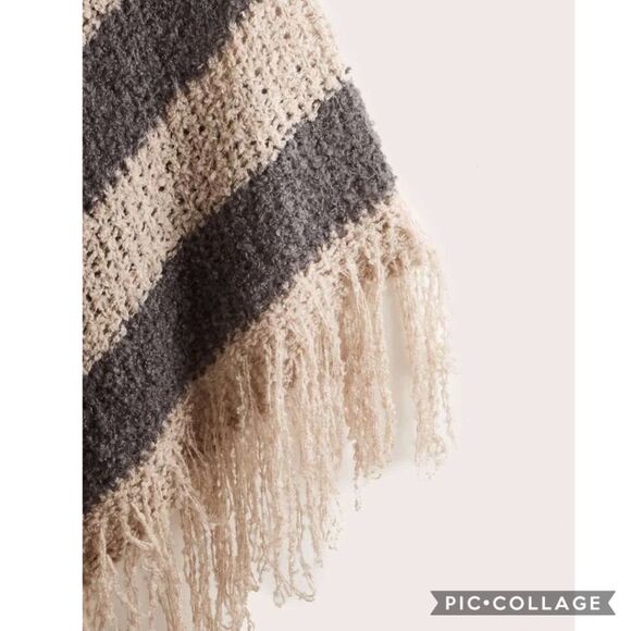 Plus Size Bohemian Hippie Beach Vibes Chevron Fringe  Poncho Size 0XL - Picture 3 of 6